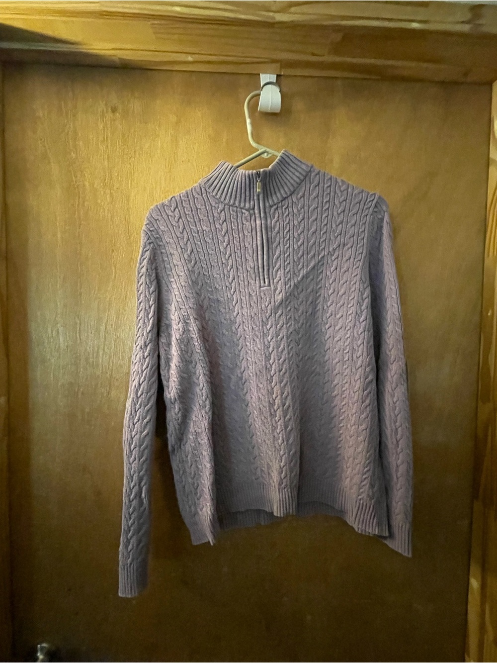 Anne Klein Lavender Cable-Knit Quarter-Zip Sweater